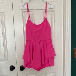 Women's Hot Pink Spaghetti Strap Romper